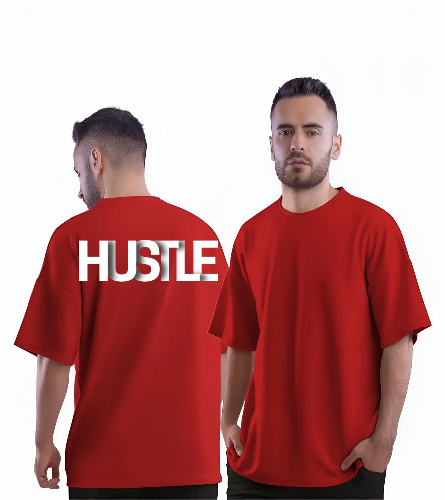 Oversized T-Shirt - "HUSTLE" Back Print