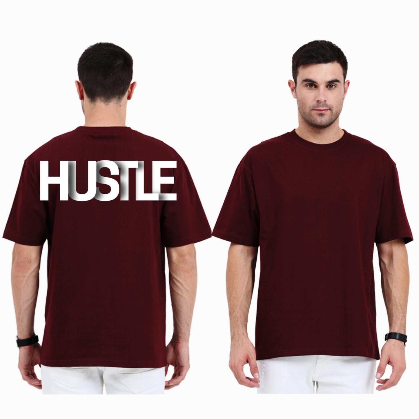 Oversized T-Shirt - "HUSTLE" Back Print