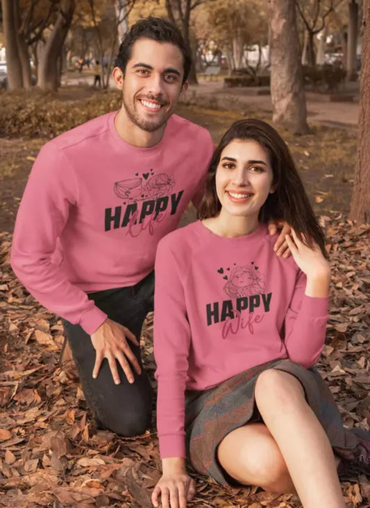 Happy Life & Wife Couple Full Sleeve T-Shirts